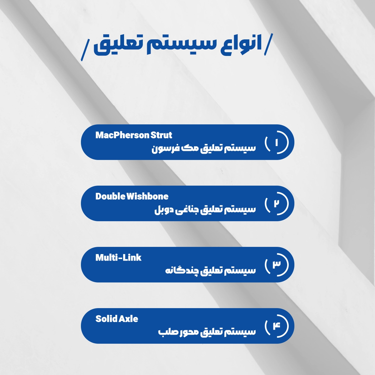 ۴ تا از انواع سیستم تعلیق خودرو