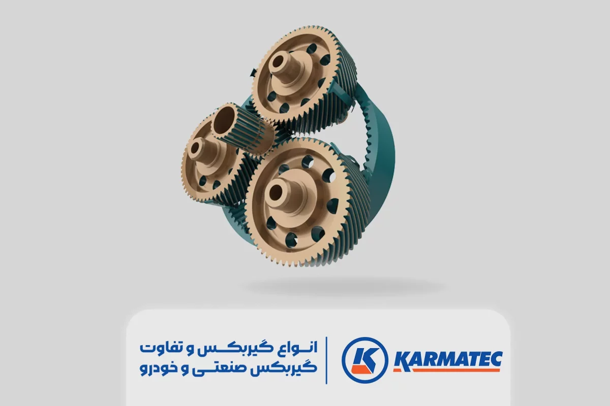 تصویر سه چرخ دنده که در زیر آن نوشته شده انواع گیربکس و تفاوت گیربکس صنعتی و خودرو